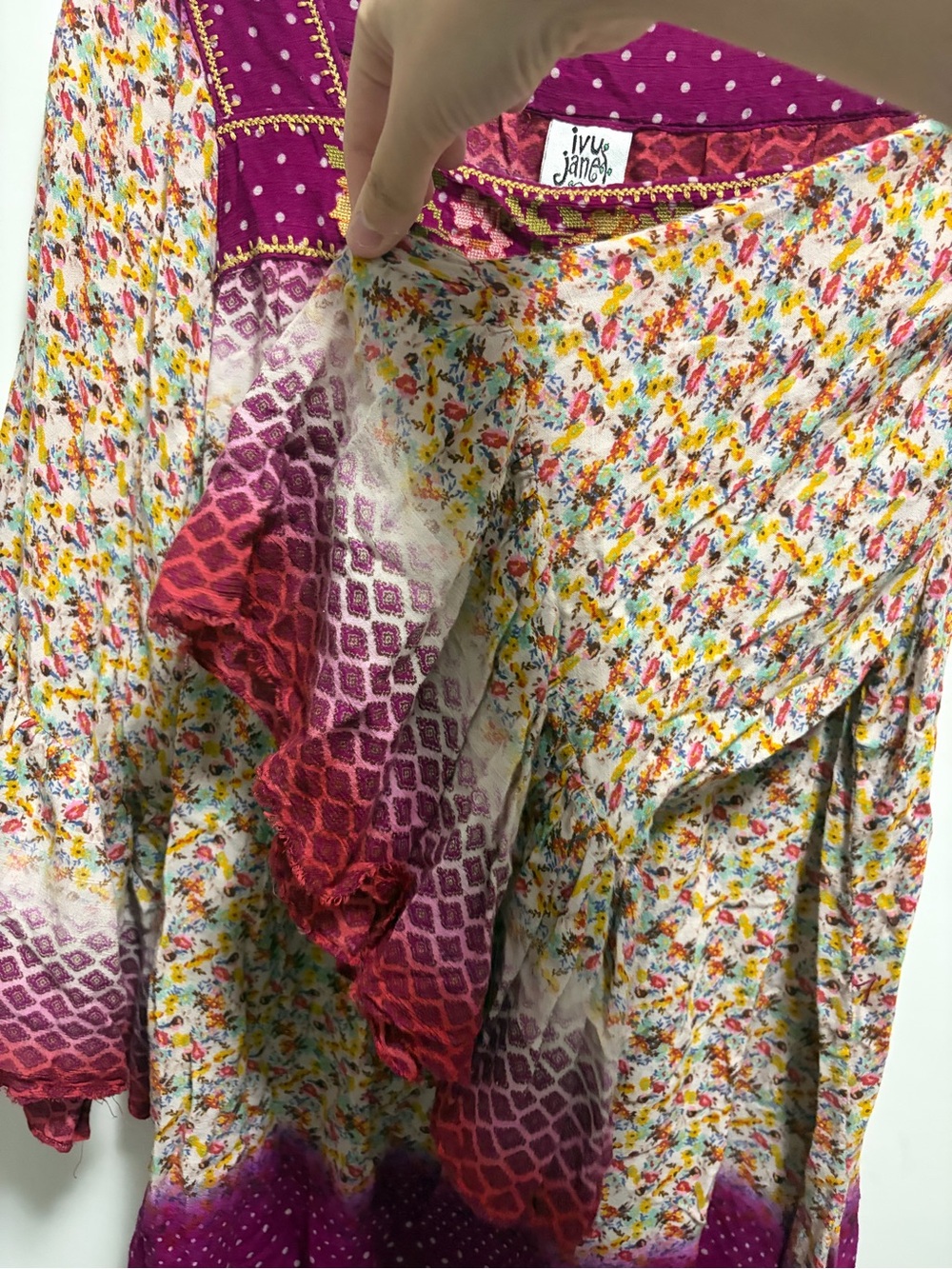 Ivy Jane Magenta Boho Tunic Embroidered Bell Sleeves Women’s Size XL - Picture 5 of 6